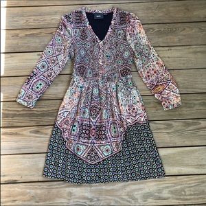 Anthropologie Maeve Smocked Tiled Amethyst Dress